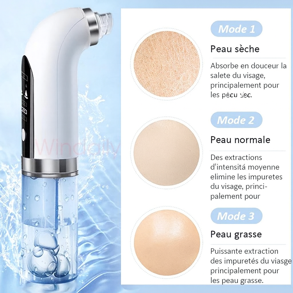 Aspirateur électrique points noirs – Nettoyeur de pores micro-bulles rechargeable USB, soin visage en profondeur