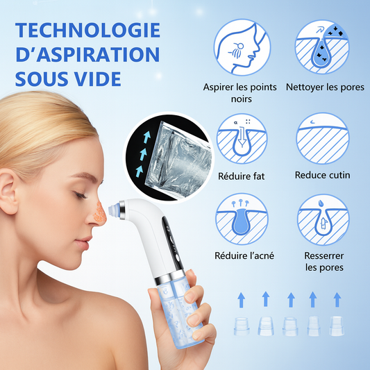 Aspirateur électrique points noirs – Nettoyeur de pores micro-bulles rechargeable USB, soin visage en profondeur